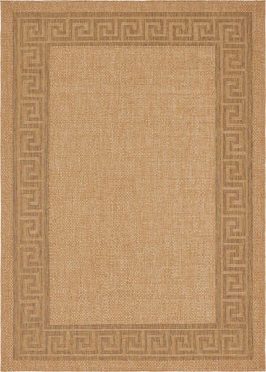 Light Brown 8' x 11' 4 Outdoor Border Rectangle Area Rug Weather Resistant for Patio, Deck, Terrace, Balcony, Porch 100% Polypropylene Classic Bordered Carpet for Sale at Rug Engine
