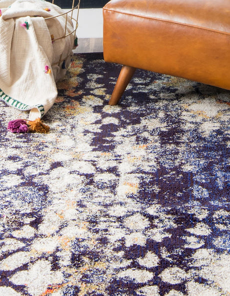 Navy Blue 7' x 10' Vita Rectangle Area Rug Colorful Vivid Vintage Style Modern Indoor Easy Clean Durable Carpet Mat for Home Interior Design for Sale at Rug Engine