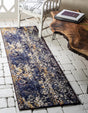 Navy Blue 2' x 6' 9 Vita Runner Area Rug Colorful Vivid Vintage Style Modern Indoor Easy Clean Durable Carpet Mat for Home Interior Design for Sale at Rug Engine