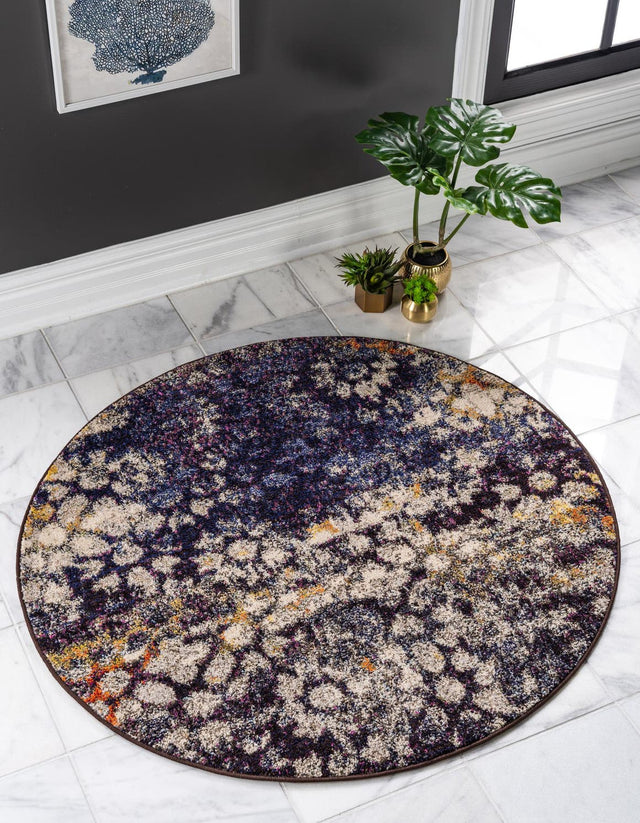 Navy Blue 4' 1 x 4' 1 Vita Round Area Rug