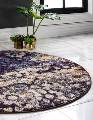 Navy Blue 4' 1 x 4' 1 Vita Round Area Rug