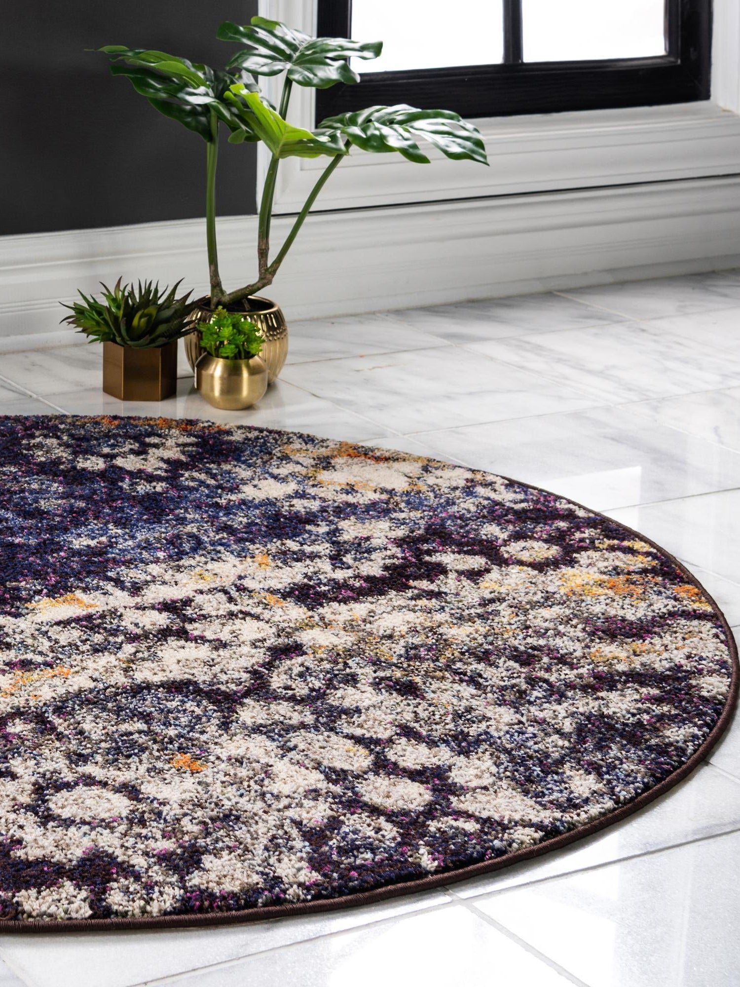 Navy Blue 8' x 8' Vita Round Area Rug