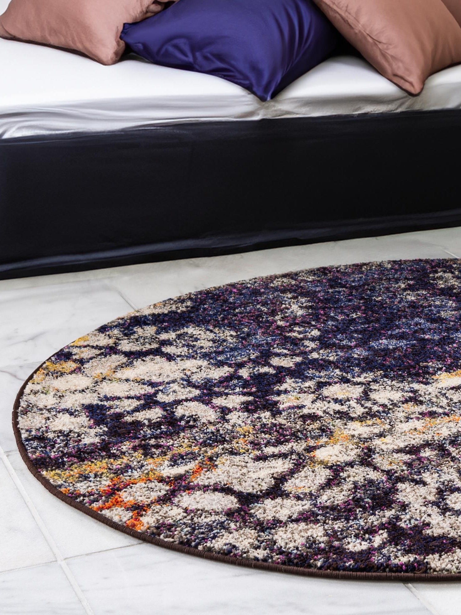 Navy Blue 8' x 8' Vita Round Area Rug