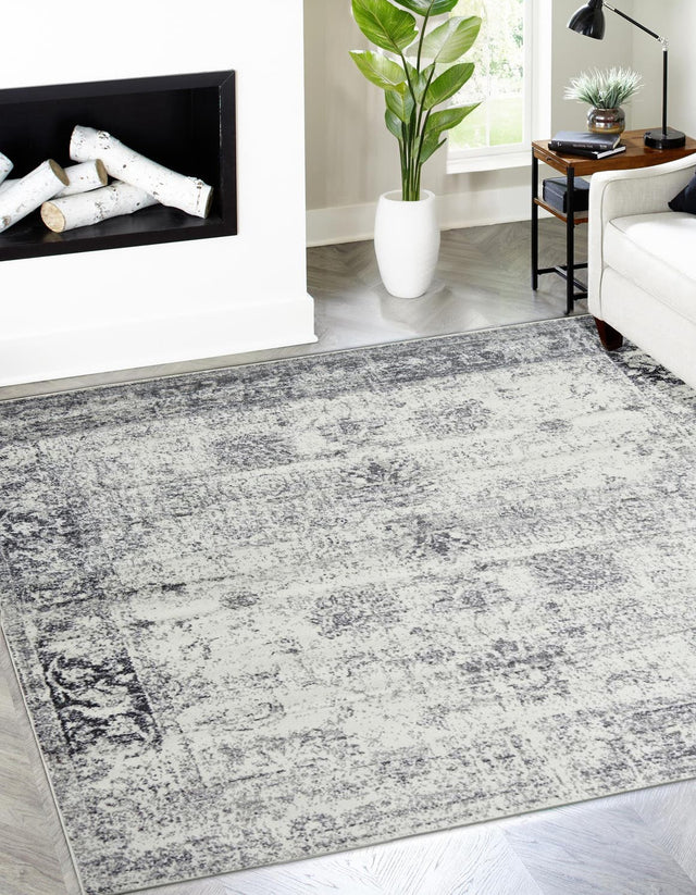 Gray 6' 1 x 6' 1 Sofia Square Area Rug Durable Easy Clean Stain Resistant Unique Carpet for Affordable Interior Home Design for Sale at Rug Engine