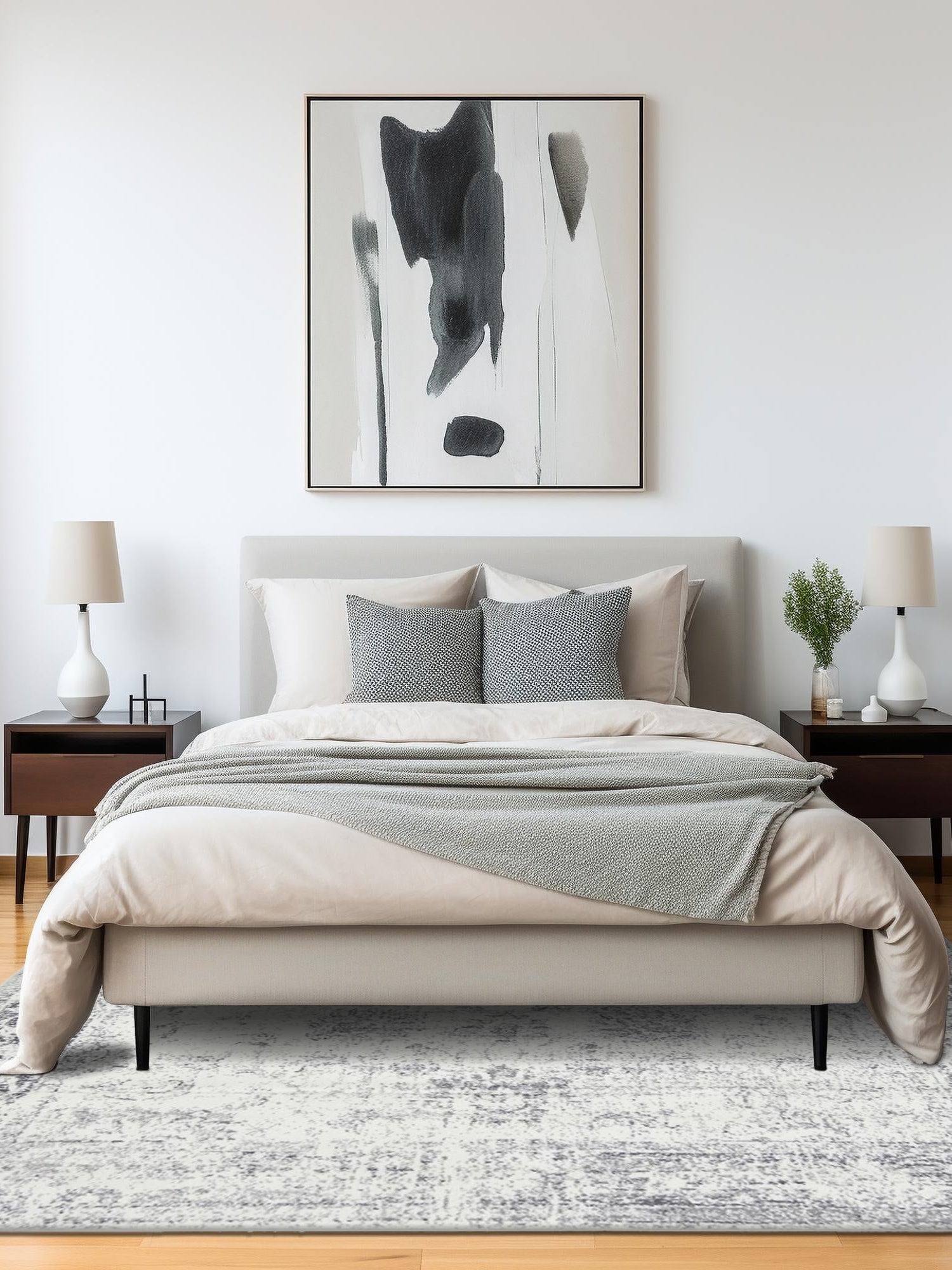 Gray 7' 10 x 7' 10 Sofia Square Area Rug Durable Easy Clean Stain Resistant Unique Carpet for Affordable Interior Home Design for Sale at Rug Engine