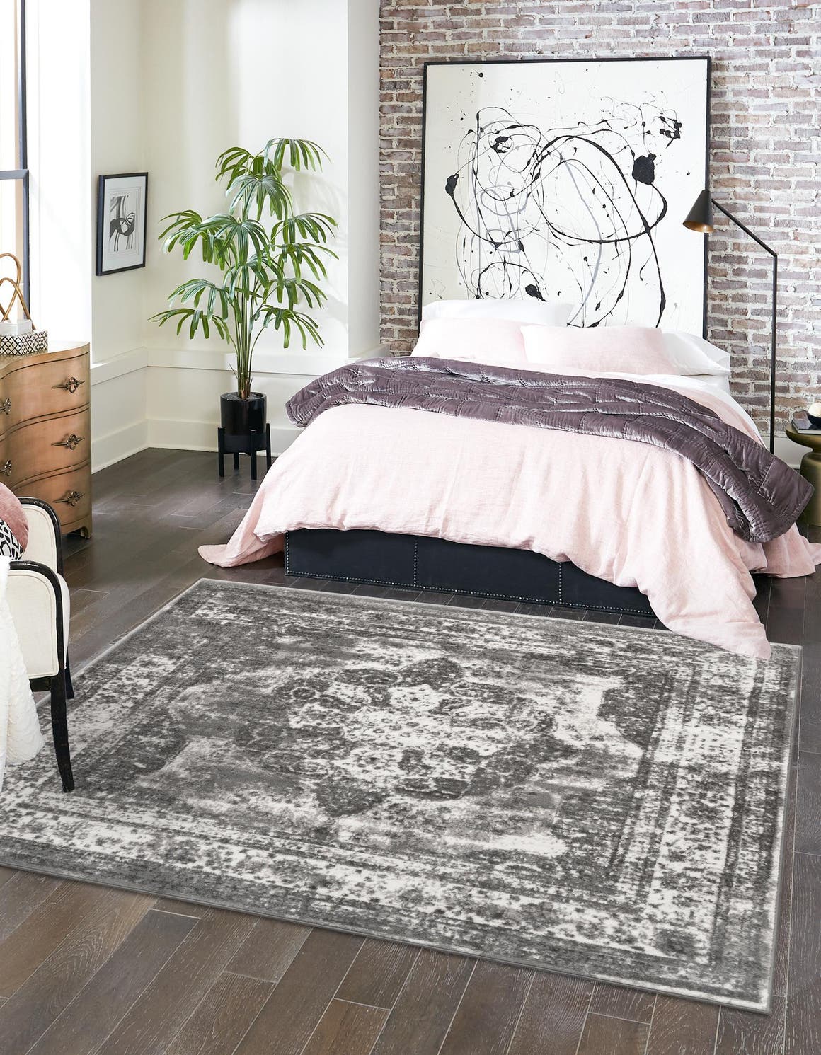 Gray 5' 3 x 5' 3 Sofia Square Area Rug Durable Easy Clean Stain Resistant Unique Carpet for Affordable Interior Home Design for Sale at Rug Engine