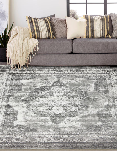 Gray 13' 1 x 13' 1 Sofia Square Area Rug Durable Easy Clean Stain Resistant Unique Carpet for Affordable Interior Home Design for Sale at Rug Engine