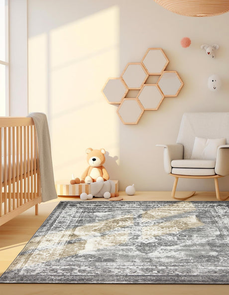 Gray 10' x 10' Sofia Square Area Rug Durable Easy Clean Stain Resistant Unique Carpet for Affordable Interior Home Design for Sale at Rug Engine