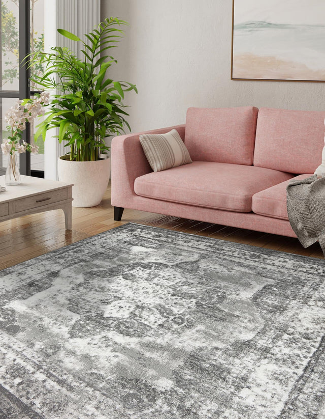 Gray 5' 3 x 5' 3 Sofia Square Area Rug Durable Easy Clean Stain Resistant Unique Carpet for Affordable Interior Home Design for Sale at Rug Engine