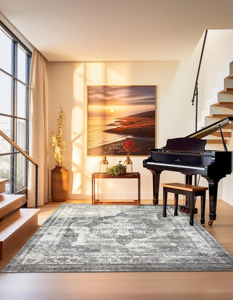 Gray 10' x 10' Sofia Square Area Rug Durable Easy Clean Stain Resistant Unique Carpet for Affordable Interior Home Design for Sale at Rug Engine
