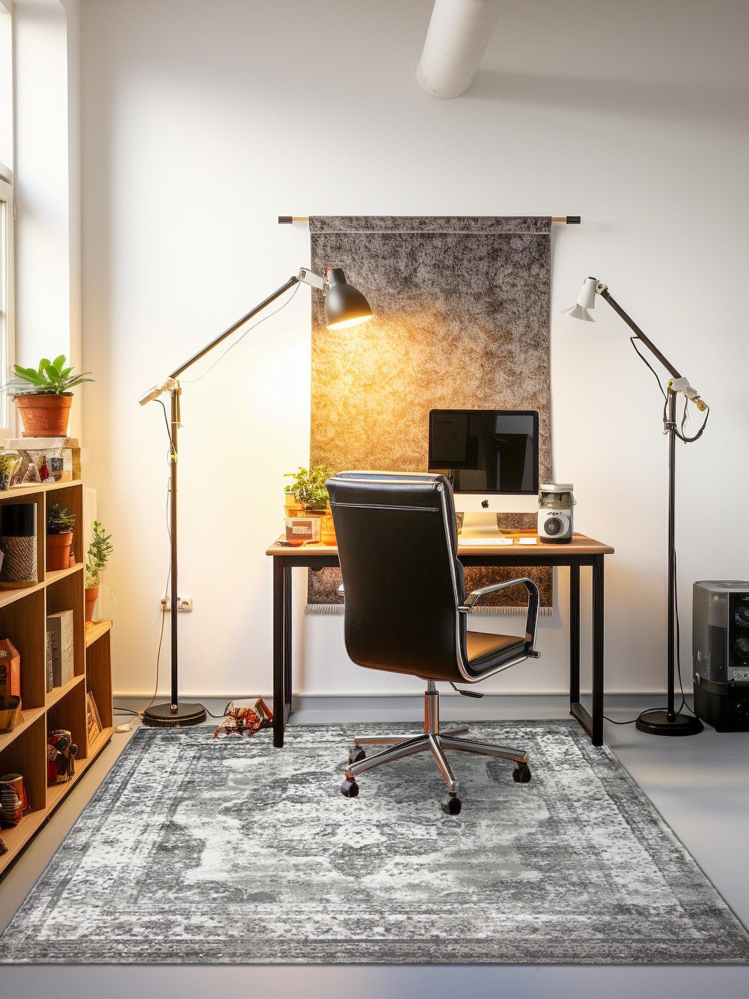 Gray 7' 10 x 7' 10 Sofia Square Area Rug Durable Easy Clean Stain Resistant Unique Carpet for Affordable Interior Home Design for Sale at Rug Engine