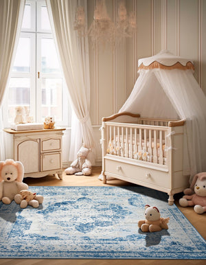 Blue 3' 3 x 3' 3 Sofia Square Rug