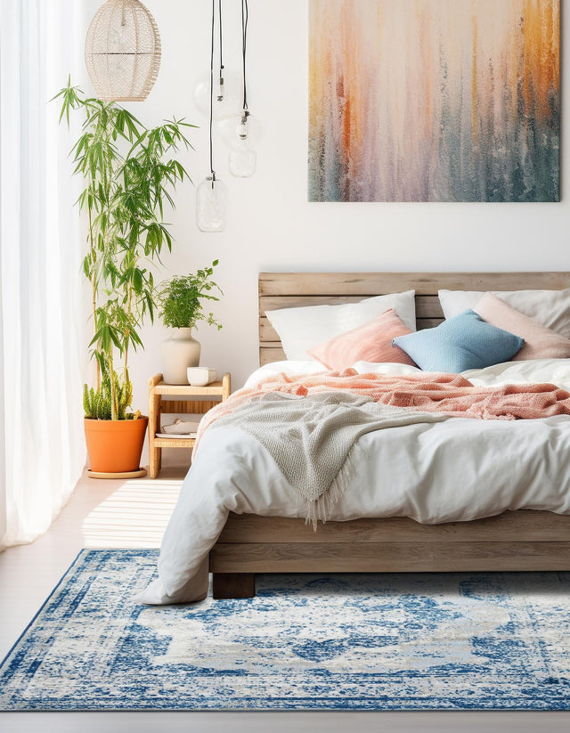 Blue 3' 3 x 3' 3 Sofia Square Rug