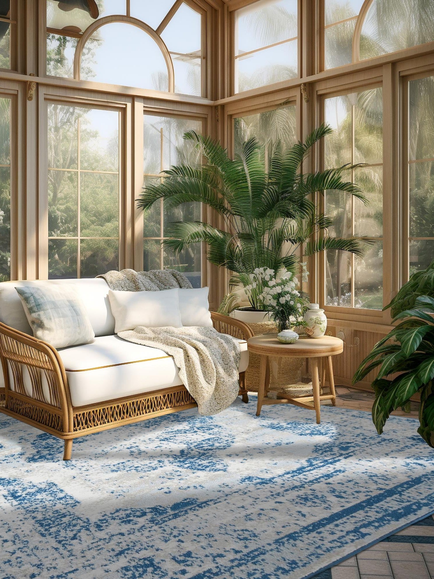 Blue 3' 1 x 3' 1 Sofia Square Area Rug Durable Easy Clean Stain Resistant Unique Carpet for Affordable Interior Home Design for Sale at Rug Engine