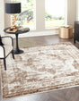 Beige 7' 10 x 7' 10 Sofia Square Area Rug Durable Easy Clean Stain Resistant Unique Carpet for Affordable Interior Home Design for Sale at Rug Engine