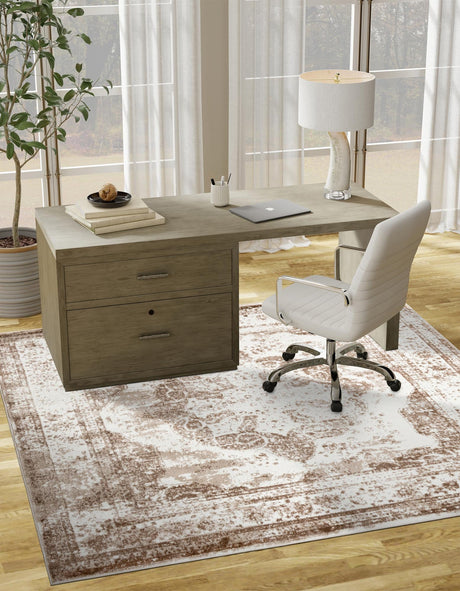 Beige 3' 1 x 3' 1 Sofia Square Area Rug Durable Easy Clean Stain Resistant Unique Carpet for Affordable Interior Home Design for Sale at Rug Engine