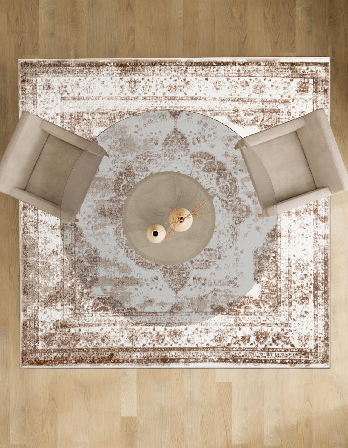 Beige 10' x 10' Sofia Square Area Rug