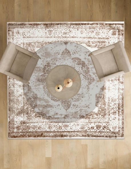 Beige 10' x 10' Sofia Square Area Rug Durable Easy Clean Stain Resistant Unique Carpet for Affordable Interior Home Design for Sale at Rug Engine