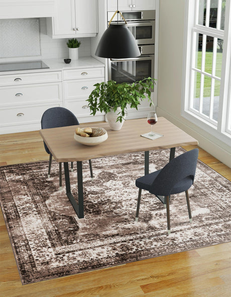 Light Brown 6' 1 x 6' 1 Sofia Square Area Rug Durable Easy Clean Stain Resistant Unique Carpet for Affordable Interior Home Design for Sale at Rug Engine
