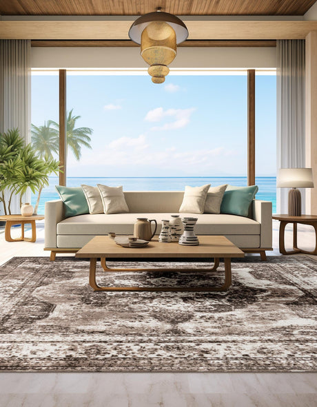 Light Brown 5' 3 x 5' 3 Sofia Square Area Rug Durable Easy Clean Stain Resistant Unique Carpet for Affordable Interior Home Design for Sale at Rug Engine