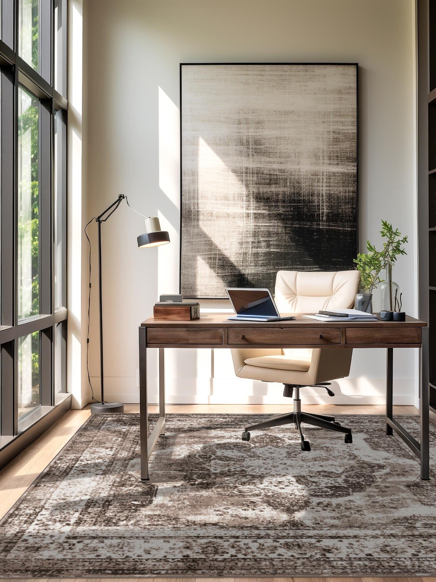 Light Brown 5' 3 x 5' 3 Sofia Square Area Rug Durable Easy Clean Stain Resistant Unique Carpet for Affordable Interior Home Design for Sale at Rug Engine