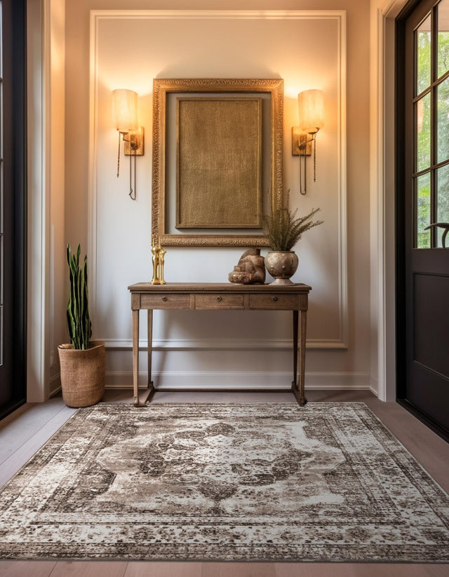 Light Brown 5' 3 x 5' 3 Sofia Square Area Rug Durable Easy Clean Stain Resistant Unique Carpet for Affordable Interior Home Design for Sale at Rug Engine