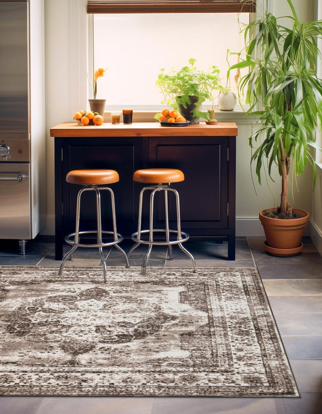 Light Brown 5' 3 x 5' 3 Sofia Square Area Rug Durable Easy Clean Stain Resistant Unique Carpet for Affordable Interior Home Design for Sale at Rug Engine