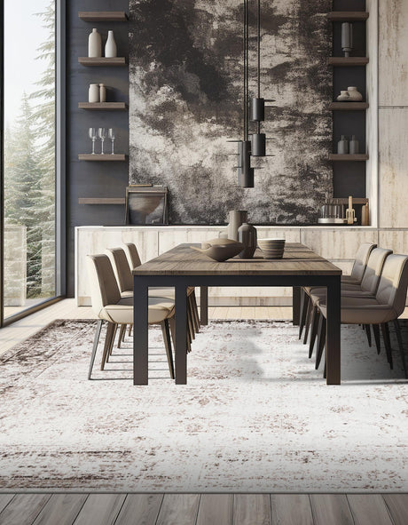 Beige 7' 10 x 7' 10 Sofia Square Area Rug Durable Easy Clean Stain Resistant Unique Carpet for Affordable Interior Home Design for Sale at Rug Engine