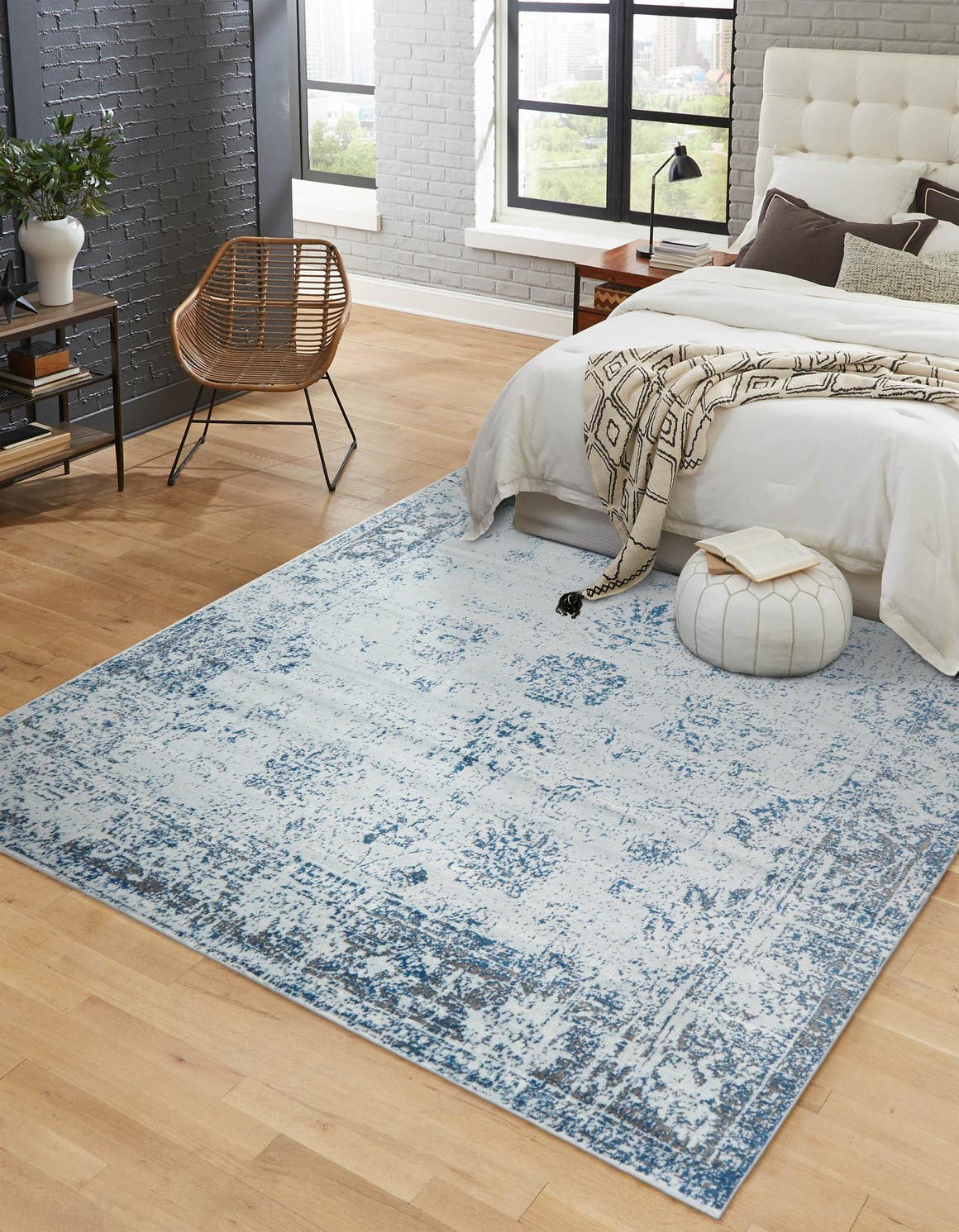 Light Blue 6' 1 x 6' 1 Sofia Square Area Rug Durable Easy Clean Stain Resistant Unique Carpet for Affordable Interior Home Design for Sale at Rug Engine