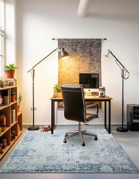 Light Blue 5' 3 x 5' 3 Sofia Square Area Rug Durable Easy Clean Stain Resistant Unique Carpet for Affordable Interior Home Design for Sale at Rug Engine