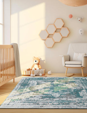 Turquoise 8' x 8' Sofia Square Rug