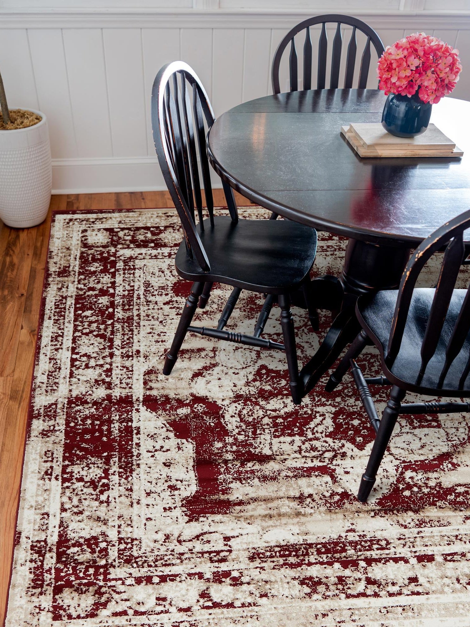 Burgundy 7' 10 x 7' 10 Sofia Square Area Rug Durable Easy Clean Stain Resistant Unique Carpet for Affordable Interior Home Design for Sale at Rug Engine