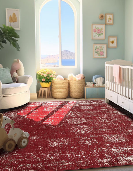 Burgundy 6' 1 x 6' 1 Sofia Square Rug