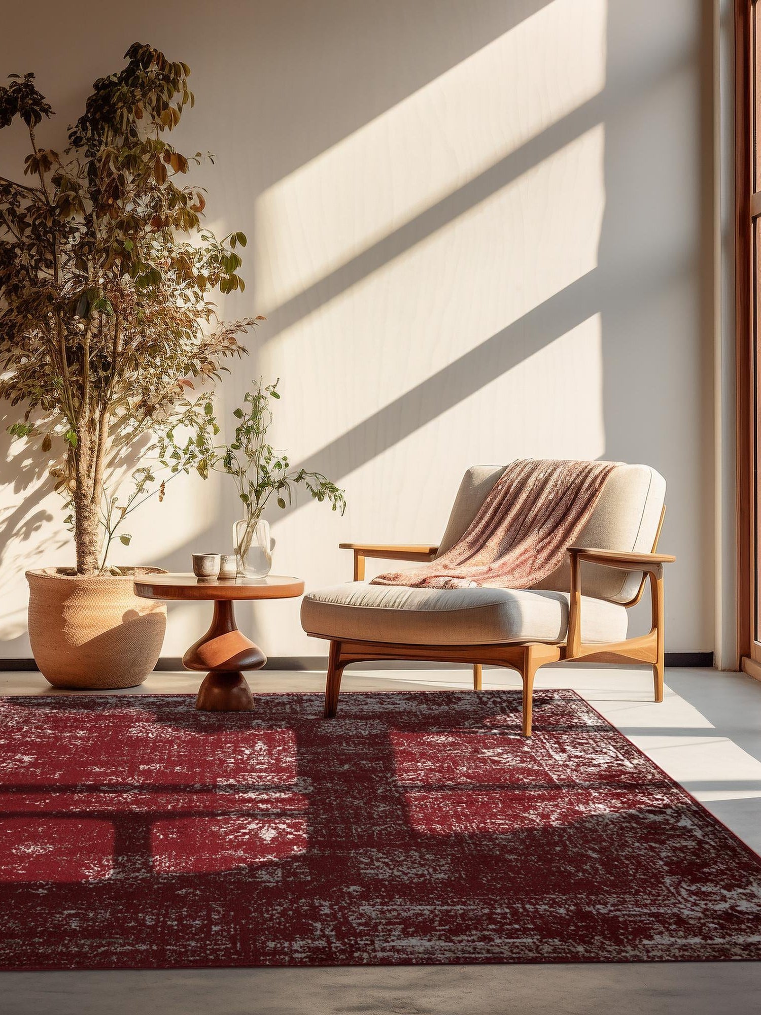 Burgundy 7' 10 x 7' 10 Sofia Square Area Rug Durable Easy Clean Stain Resistant Unique Carpet for Affordable Interior Home Design for Sale at Rug Engine