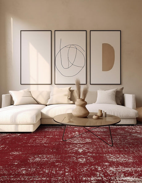 Burgundy 7' 10 x 7' 10 Sofia Square Area Rug Durable Easy Clean Stain Resistant Unique Carpet for Affordable Interior Home Design for Sale at Rug Engine
