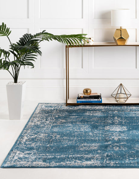 Blue 6' 1 x 6' 1 Sofia Square Area Rug Durable Easy Clean Stain Resistant Unique Carpet for Affordable Interior Home Design for Sale at Rug Engine