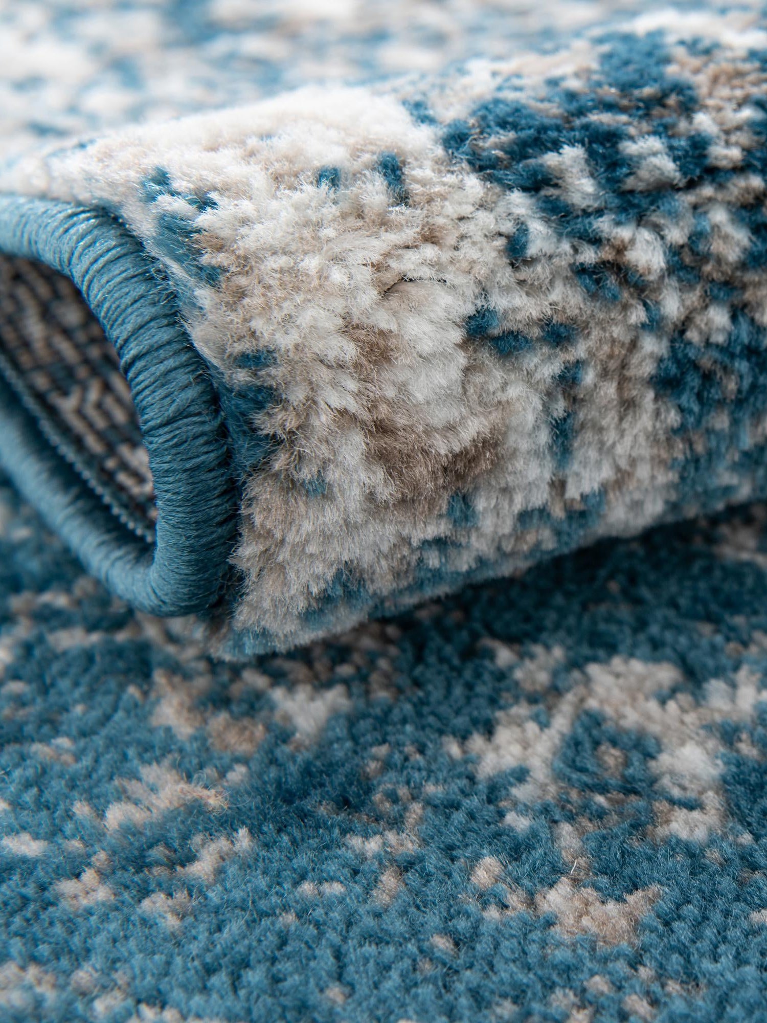 Blue 7' 10 x 7' 10 Sofia Square Area Rug Durable Easy Clean Stain Resistant Unique Carpet for Affordable Interior Home Design for Sale at Rug Engine