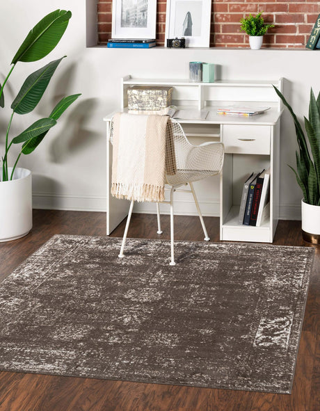 Brown 6' 1 x 6' 1 Sofia Square Area Rug Durable Easy Clean Stain Resistant Unique Carpet for Affordable Interior Home Design for Sale at Rug Engine