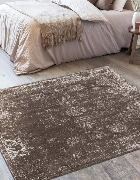 Brown 6' 1 x 6' 1 Sofia Square Area Rug Durable Easy Clean Stain Resistant Unique Carpet for Affordable Interior Home Design for Sale at Rug Engine