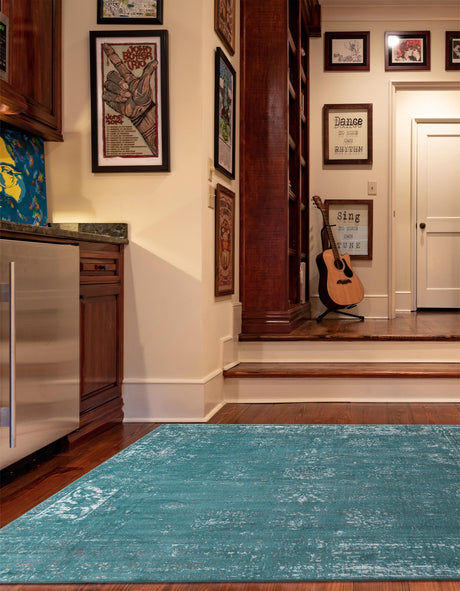 Turquoise 6' 1 x 6' 1 Sofia Square Area Rug Durable Easy Clean Stain Resistant Unique Carpet for Affordable Interior Home Design for Sale at Rug Engine