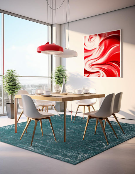 Turquoise 7' 10 x 7' 10 Sofia Square Area Rug Durable Easy Clean Stain Resistant Unique Carpet for Affordable Interior Home Design for Sale at Rug Engine