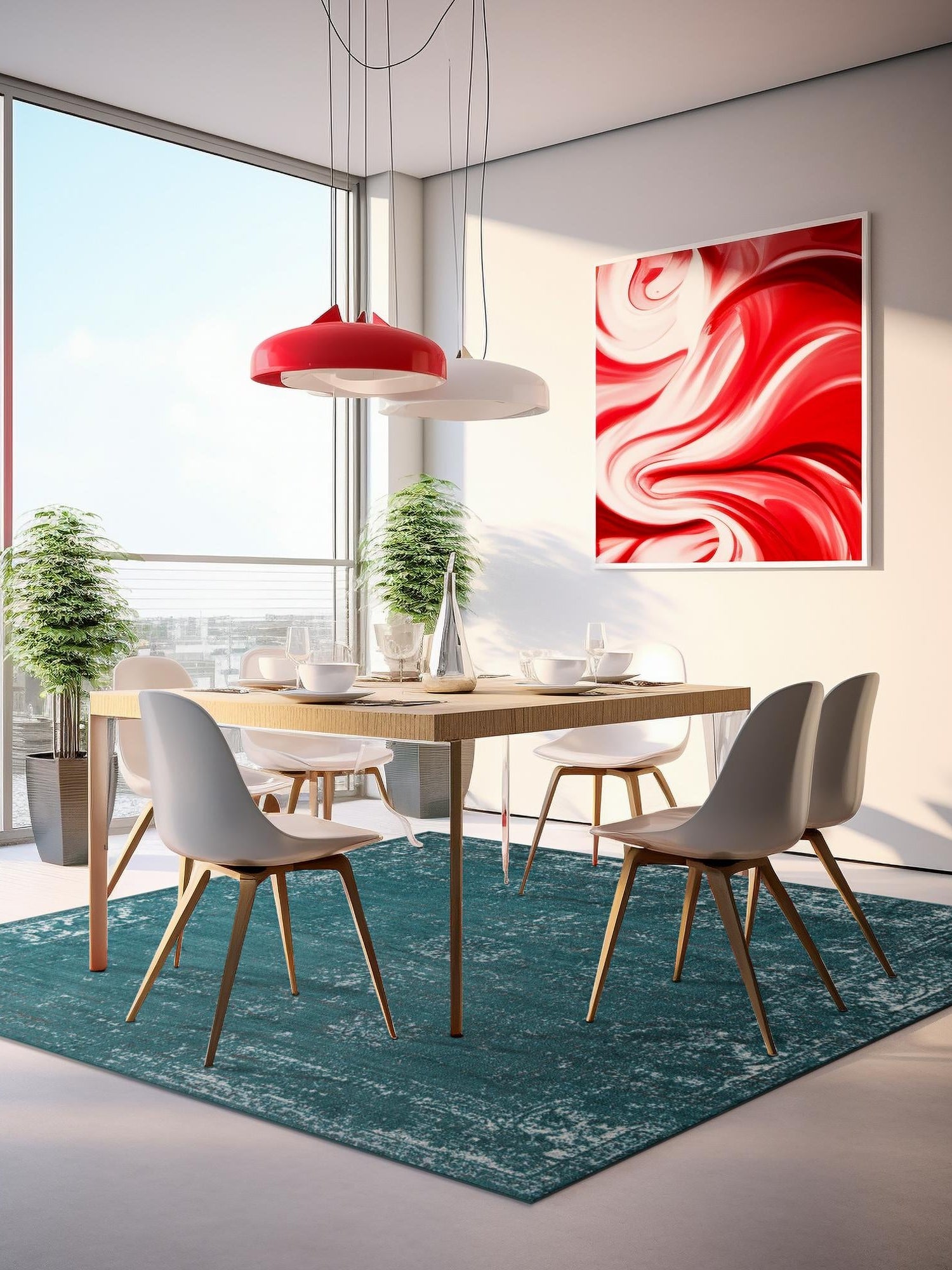 Turquoise 6' 1 x 6' 1 Sofia Square Area Rug Durable Easy Clean Stain Resistant Unique Carpet for Affordable Interior Home Design for Sale at Rug Engine
