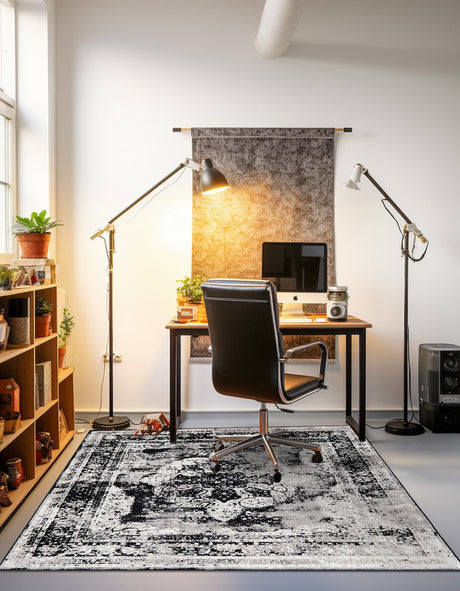 Black 10' x 10' Sofia Square Area Rug Durable Easy Clean Stain Resistant Unique Carpet for Affordable Interior Home Design for Sale at Rug Engine