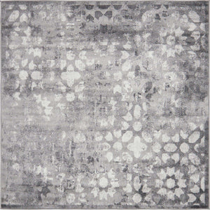 Dark Gray 7' 10 x 7' 10 Sofia Square Area Rug Durable Easy Clean Stain Resistant Unique Carpet for Affordable Interior Home Design for Sale at Rug Engine