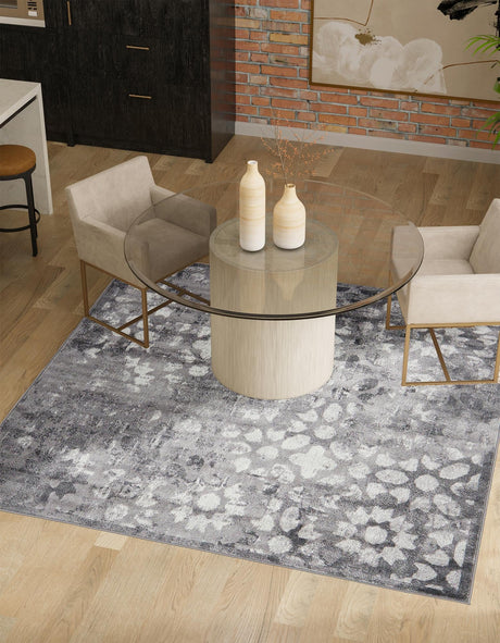 Dark Gray 6' 1 x 6' 1 Sofia Square Area Rug Durable Easy Clean Stain Resistant Unique Carpet for Affordable Interior Home Design for Sale at Rug Engine