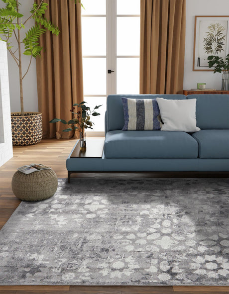Dark Gray 7' 10 x 7' 10 Sofia Square Area Rug Durable Easy Clean Stain Resistant Unique Carpet for Affordable Interior Home Design for Sale at Rug Engine