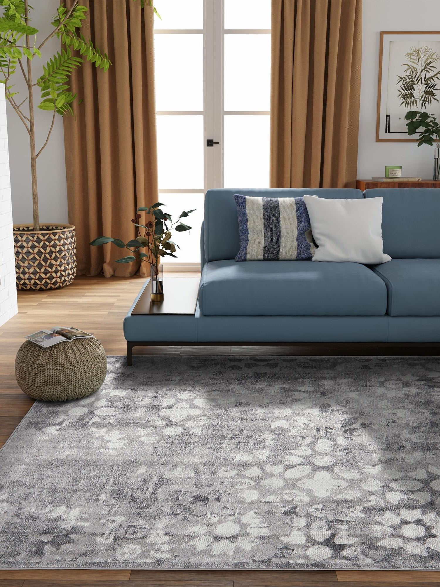 Dark Gray 6' 1 x 6' 1 Sofia Square Area Rug Durable Easy Clean Stain Resistant Unique Carpet for Affordable Interior Home Design for Sale at Rug Engine