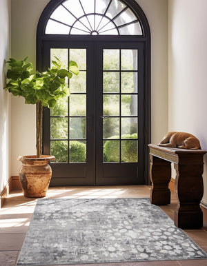 Dark Gray 6' 1 x 6' 1 Sofia Square Area Rug Durable Easy Clean Stain Resistant Unique Carpet for Affordable Interior Home Design for Sale at Rug Engine