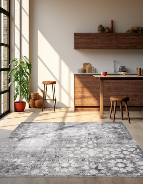 Dark Gray 6' 1 x 6' 1 Sofia Square Area Rug Durable Easy Clean Stain Resistant Unique Carpet for Affordable Interior Home Design for Sale at Rug Engine