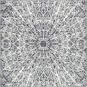 Dark Gray 7' 10 x 7' 10 Sofia Square Area Rug Durable Easy Clean Stain Resistant Unique Carpet for Affordable Interior Home Design for Sale at Rug Engine